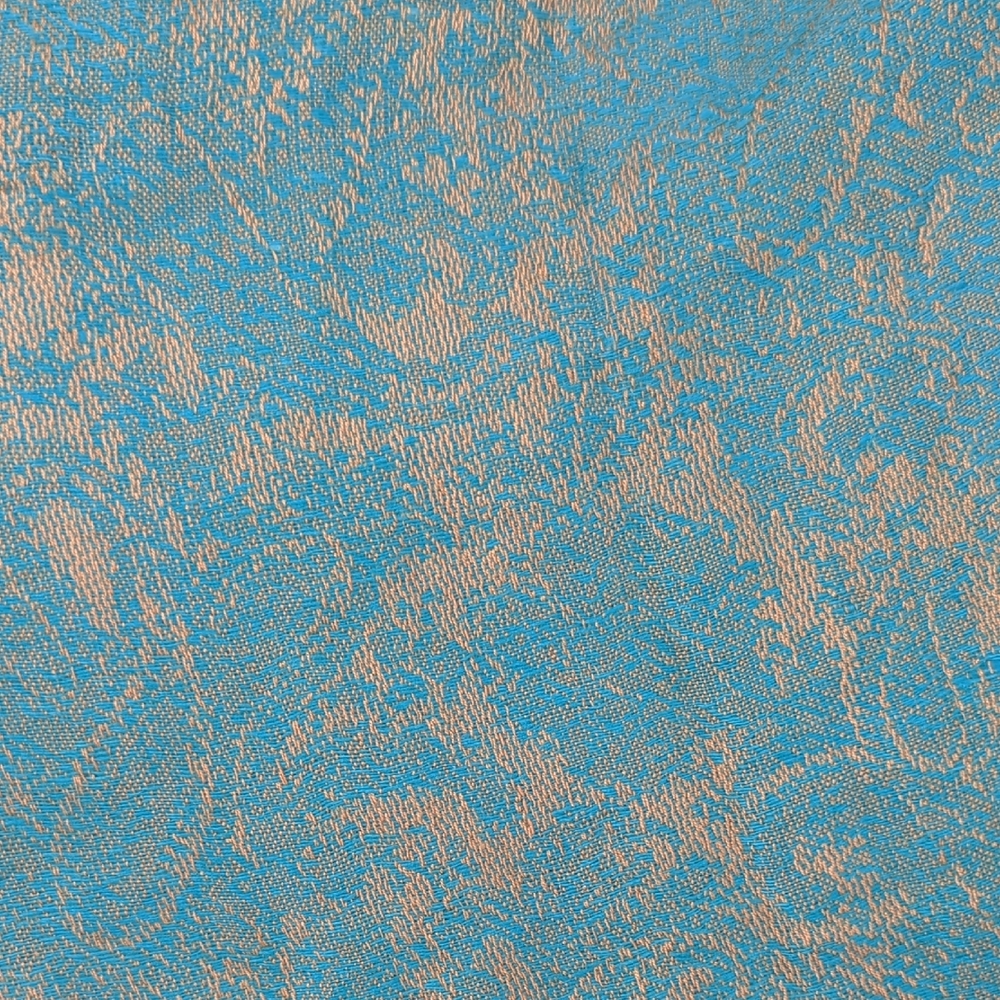 00839 Pashmina Paisley Fringe Scarf Turquoise Tan preppy spring fall classic - Picture 4 of 6